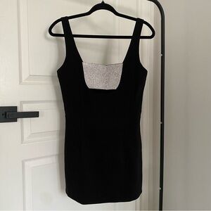 Superdown Black Mini Dress w/ Silver Sparkle Inset
